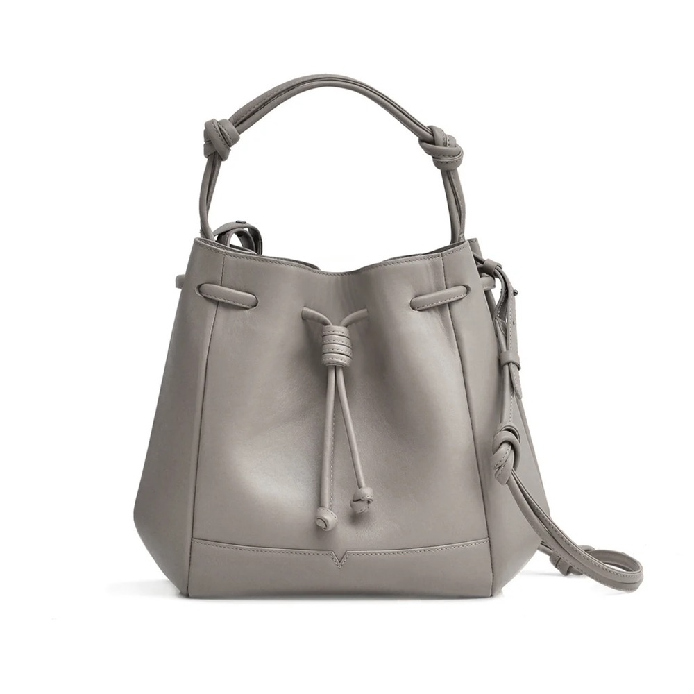 NWT Von Holzhausen Bucket Crossbody, stone leather